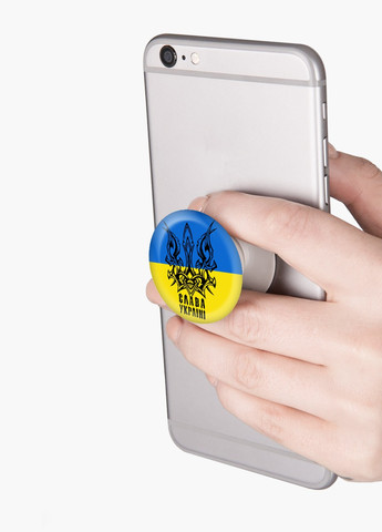 Попсокет (Popsockets) держатель для смартфона Слава Украине (8754-3756-WT) Белый MobiPrint (257580111)