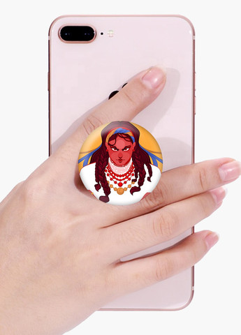 Попсокет (Popsockets) тримач для смартфону Українка (8754-3768-BK) Чорний MobiPrint (257580349)