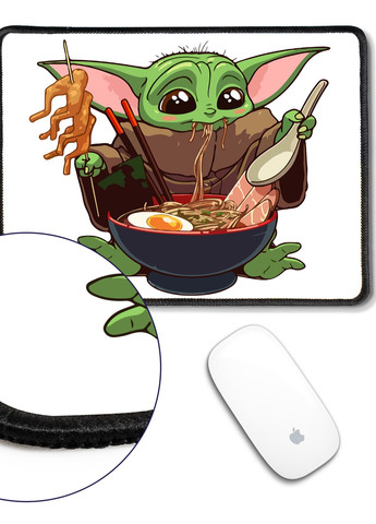 Коврик для мышки с оверлоком Грогу Йода вкусная еда(Grogu Baby Yoda) (5962-3524-L) 24x20 см MobiPrint (257580221)
