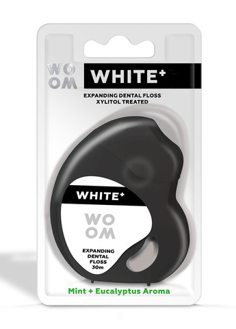 Зубна нитка White+ Expanding Об'ємна вощена біла Riser вугілля м'ята евкаліпт 30м (920327) Woom (257576099)