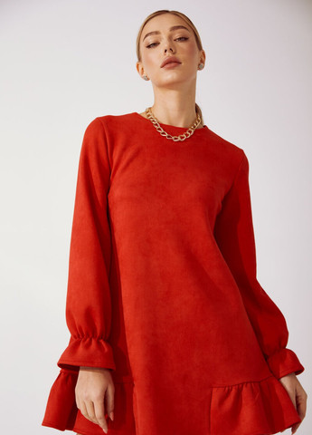 Красное повседневный замшевое платье свободного кроя Gepur однотонное