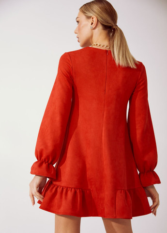 Червона повсякденний замшеве плаття вільного крою Gepur однотонна