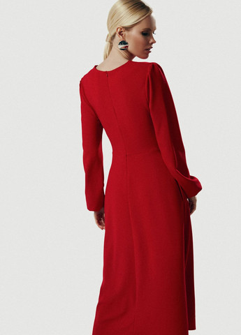 Червона повсякденний червона сукня міді приталеного крою Gepur однотонна