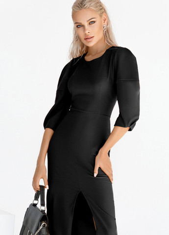 Черное деловое черное платье-футляр Gepur однотонное