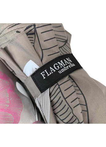 Женский складной зонт-полуавтомат от с принтом цветов Flagman складной серый