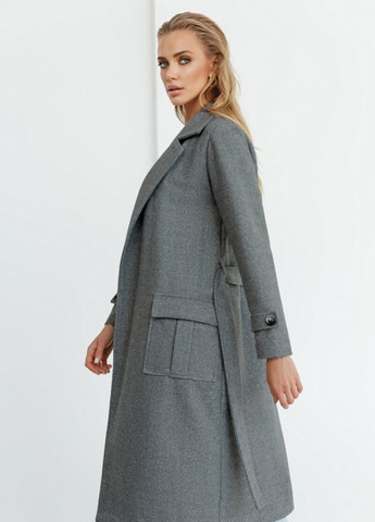 Сіре демісезонне Пальто-піджак класичного фасону Gepur