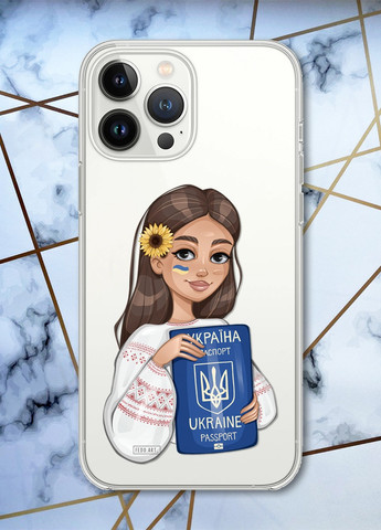 Чохол із захистом камери для iPhone 14 Pro Max :: патріотичний дизайн Українка з паспортом принт 12 Creative (257626474)