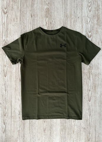 Хаки (оливковая) футболка хлопковая с лого under armour Vakko