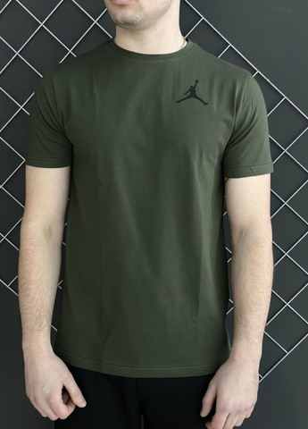 Хаки (оливковая) футболка хлопковая с лого jordan Vakko