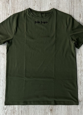 Хаки (оливковая) футболка хлопковая с лого palm angels Vakko