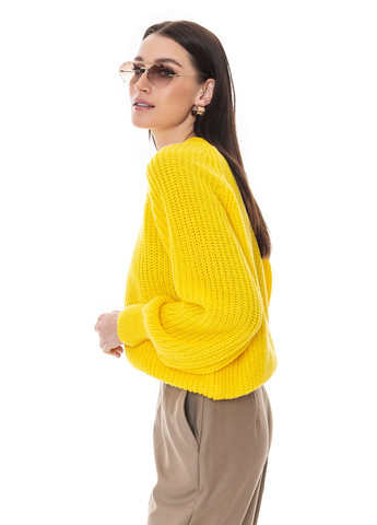 Желтый свободный свитер крупной вязки SVTR
