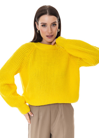 Желтый свободный свитер крупной вязки SVTR