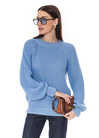Голубой свободный свитер крупной вязки SVTR
