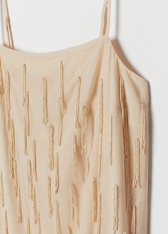 Светло-бежевое коктейльное платье H&M однотонное