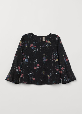 Черная летняя блуза с пайетками H&M