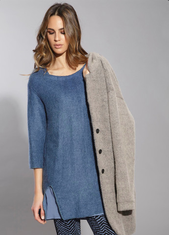 Голубое повседневный теплое акриловое мини платье Deha однотонное