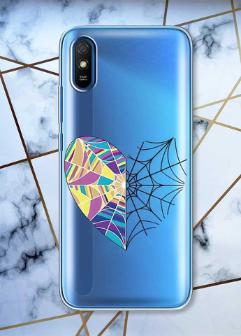 Прозорий чохол на Xiaomi Redmi 9A Серце-павутинка. Венздей (принт 209) Creative (257666086)