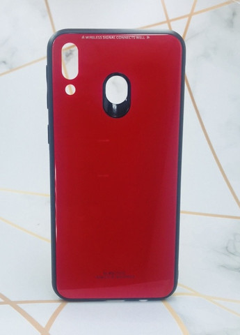 Силиконовый чехол Glass case со стеклянной задней панелью для Samsung Galaxy M20 Красный Creative (257682687)