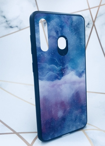 Силіконовий чохол Glass case зі скляною задньою панеллю для Samsung Galaxy M40 Мармур синій Creative (257683269)