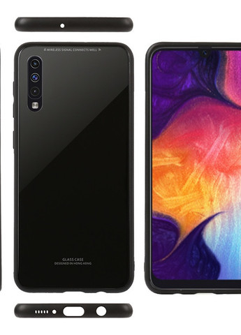 Силиконовый чехол Glass case со стеклянной задней панелью для Samsung Galaxy А50 (2019) А505 Чёрный Creative (257683137)