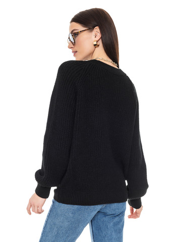 Черный свободный свитер крупной вязки SVTR