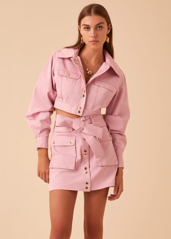 Рожева літня жіноча укорочена куртка джинсова Finders Keepers