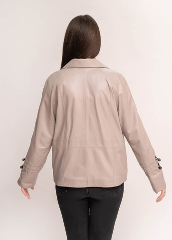 Світло-бежева демісезонна жіноча шкіряна куртка піджак весна 2023 Fabio Monti