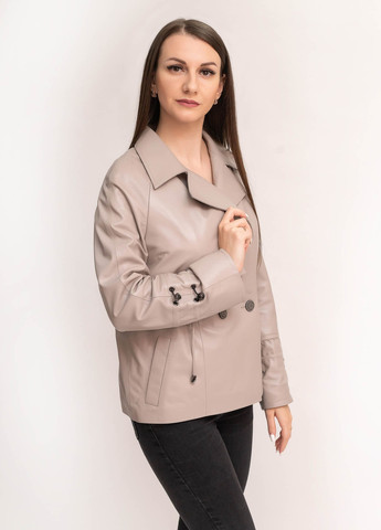 Светло-бежевая демисезонная женская кожаная куртка пиджак весна 2023 Fabio Monti