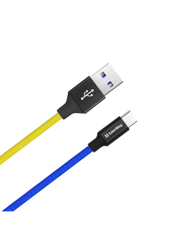 Кабель USB - Type-C (national) 2.4А 1 м Сине-желтый () Colorway cw-cbuc052-bly (257717750)