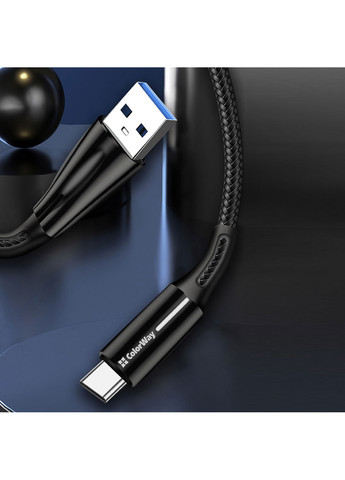 Кабель USB - Type-C Zinc Alloy + Led 2.4А 1 м Black () Colorway cw-cbuc035-bk (257717749)