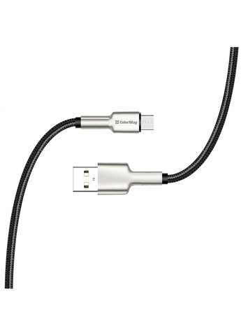 Кабель USB - MicroUSB (head metal) 2.4а 1 м Black () Colorway cw-cbum046-bk (257717725)