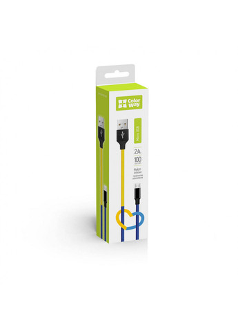 Кабель USB - micro-USB (national) 2.4А 1 м Синьо-жовтий () Colorway cw-cbum052-bly (257717706)