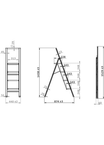 Четырехступенчатая складная лестница, 158,5*43,5*5,5 cm, серебристый Wenko (257743454)