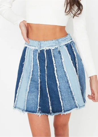 Голубая кэжуал однотонная джинсовая юбка Missguided