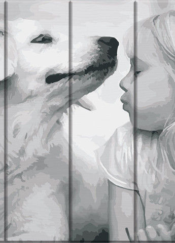 Картина по номерам на дереве "Дівчинка з собакою" 30х40 см ArtStory (257748549)