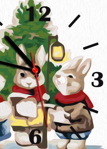 Годинник за номерами "Святкові кролики" 30х30 см ArtStory (257750218)
