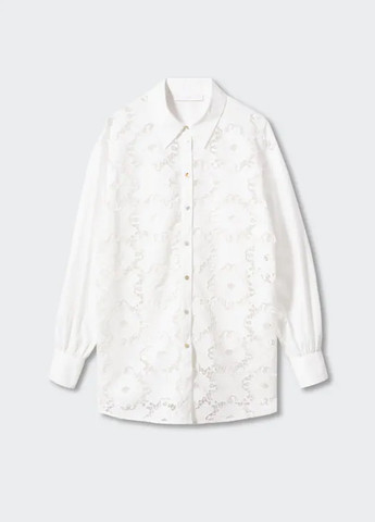 Белая кэжуал рубашка с геометрическим узором Mango