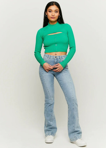 Зеленый демисезонный джемпер Tally Weijl Fashion Pullovers - KNITTED CROPPED PULLOVER
