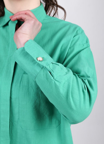 Зеленая повседневный рубашка однотонная MDG с длинным рукавом