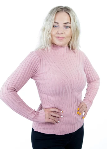 Светр жіночий рожевий приталений з горлом JEANSclub Приталенная (257783262)