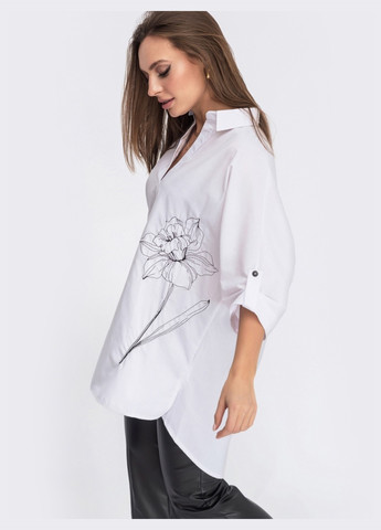 Белая хлопковая блузка оверсайз белая Dressa