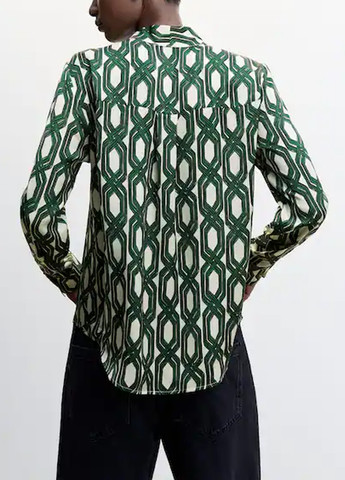 Зеленая кэжуал рубашка с геометрическим узором Mango