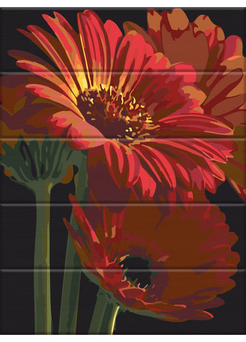 Картина за номерами на дереві "Червоні квіти" 30х40 см ArtStory (257841257)