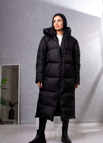 Черная зимняя куртка пуховик зимняя женская на лебяжем пуху микс к-010 SoulKiss k-010