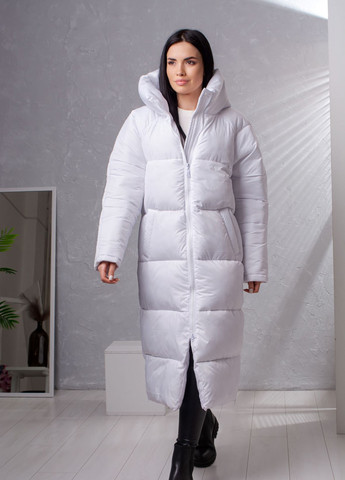 Белая зимняя куртка пуховик зимняя женская на лебяжем пуху микс к-010 SoulKiss k-010