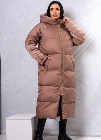 Коричнева зимня куртка пуховик жіноча зимова на лебединому пуху мікс к-010 SoulKiss k-010