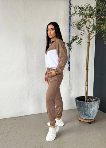 Жіночий трикотажний спортивний костюм XS-S M-L XL-2XL (42-44 46-48 50-52) шоколад No Brand (257859476)