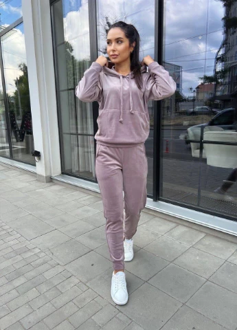 Женский велюровый спортивный костюм S-5XL (42-44 46-48 50-52 54-56) худи с капюшоном штаны фрез No Brand (257859482)