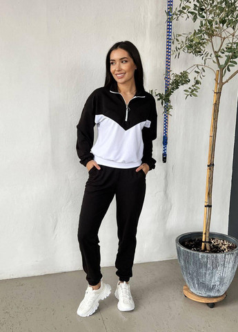 Женский трикотажный спортивный костюм XS-S M-L XL-2XL (42-44 46-48 50-52) чёрный No Brand (257859475)