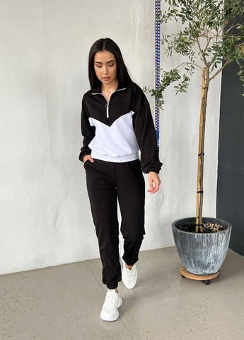 Женский трикотажный спортивный костюм XS-S M-L XL-2XL (42-44 46-48 50-52) чёрный No Brand (257859475)